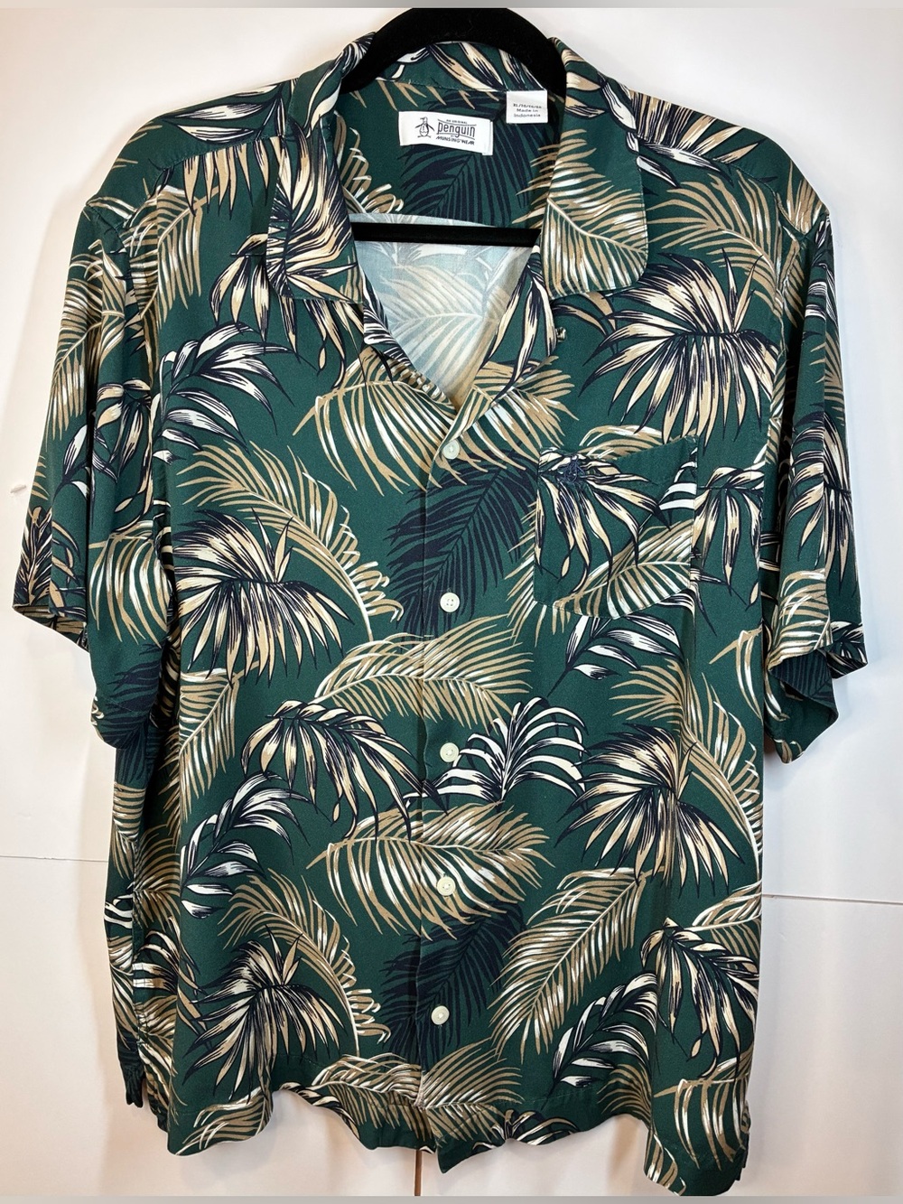 Original Penguin by Munsingwear Men’s XL Tropical Palm Leaf Button Front Shirt
